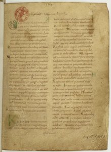 Historia Brittonum door Nennius. Eerste pagina van manuscript, 11e eeuw
