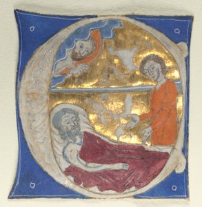 Geïllustreerde Initiaal Uitgesneden uit een Bijbel, 1200s
