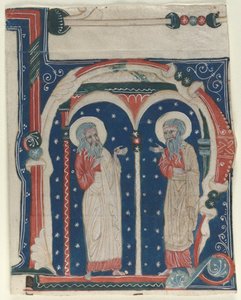 Versierde initiaal H uit een Antifonarium: SS. Paulus de kluizenaar en Antonius, ca. 1200-1230 door Unbekannt