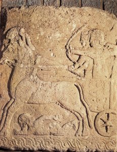 Hettitische kunst: jachtscène. Laag reliëf op steen, oudheid. door Unbekannt