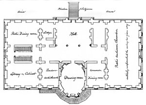 Hobans originele plannen voor het Witte Huis, 18e eeuw