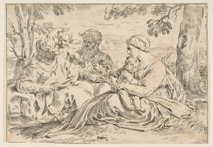 Heilige Familie met Sint Elizabeth en Sint Johannes de Doper, kopie in omgekeerde richting, ca. 1639 of later