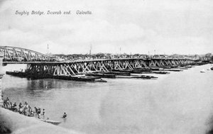 Howrah Bridge over de Hooghly rivier, Calcutta, India, begin 20e eeuw door Unbekannt