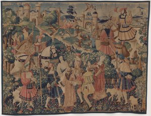 Jacht- en Pastorale Scènes, met een doedelzakspeler en dansers, c. 1510