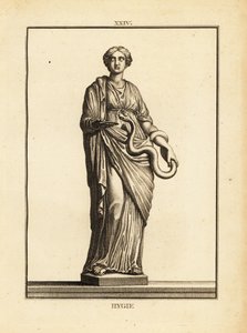 Hygieia, Griekse en Romeinse godin van gezondheid en hygiëne, dochter van de god van de geneeskunde Asclepius