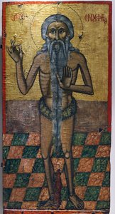 Icoon in Pedoulas Byzantijns museum: Sint Onoufrios (17e eeuw), Pedoulas, Cyprus door Unbekannt