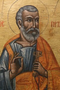 Icoon in Pedoulas Byzantijns museum: Sint Petrus (17e eeuw), Pedoulas, Cyprus door Unbekannt