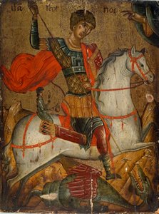 Icoon van Sint Joris die de draak doodt, 15e-16e eeuw