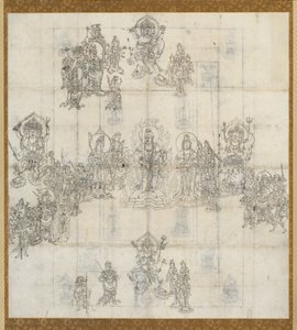 Iconografische schets Zuzo voor de Mandala van de Welwillende Koningen Sutra, 1100s door Unbekannt