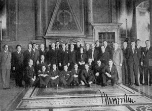 Il Duce poseert, FA tour, Palazzo di Venezia, Rome, Italië, 1933 door Unbekannt