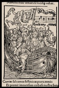 Illustratie voor het boek Ship of Fools door Sebastian Brant, 1497 door Unbekannt