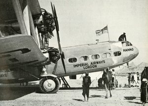 Imperial Airways Handley-Page HP 42 dubbeldekker Hanno, Gwadar, Baluchistan, ca. 1931-ca. 1940 1946 door Unbekannt