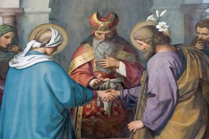 Keizerlijke kathedraal van Speyer. Schilderijen door Schraudolph. Jozef en Maria. Huwelijk, Speyer, Duitsland door Unbekannt