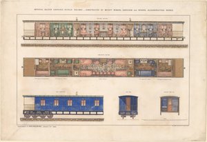 Keizerlijke salonwagen, Nikolayevsky spoorweg, 1868 door Unbekannt