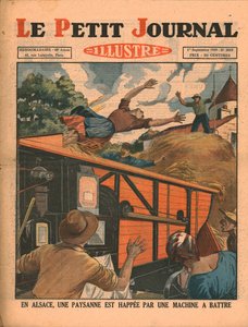 In de Elzas wordt een boerin gevangen in een dorsmachine, 1929 door Unbekannt