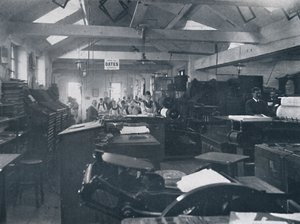 In de zetkamer, 1916 door Unbekannt