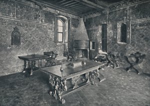 Interieur, Palazzo Davanzati - Met laat 16e-eeuwse Florentijnse tafel, 1928 door Unbekannt