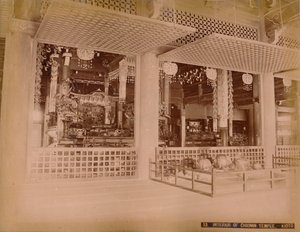 Interieur van de Chionin Tempel, Kioto, ca. 1890-1900