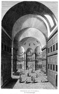 Interieur van de Hagia Sophia, Constantinopel, Gravure door Unbekannt