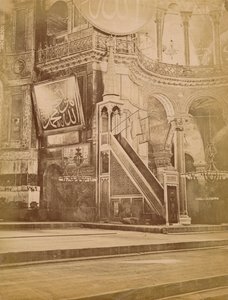 Interieur van de Hagia Sophia, Istanbul, Turkije, 19e eeuw door Unbekannt