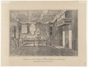 Interieur van het huis van tsaar Peter in Zaandam, 1697, midden 19e eeuw door Unbekannt
