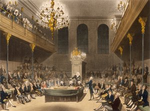 Interieur van het Lagerhuis, Westminster, Londen
