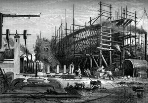 Ijzeren schip, Messrs Samudas werf, Isle of Dogs, Londen, ca. 1880 door Unbekannt
