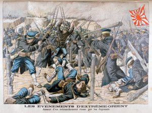 Japanse aanval op een Russische verschansing, Russisch-Japanse Oorlog, 1904 door Unbekannt