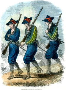 Japanse soldaten in Yokohama, Japan, 1865 door Unbekannt