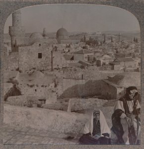 Jeruzalem vanuit de school over de moskee, met zicht op de Toren van Antonio, ca. 1900 door Unbekannt