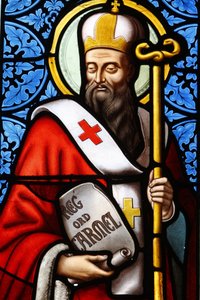 Jeruzalem patriarch Sint Albert glas-in-lood in Pont L