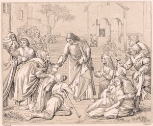 Jezus geneest de menigten door Unbekannt