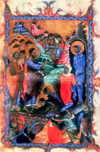 Jezus wekt Lazarus op na vier dagen (c1280) door Unbekannt