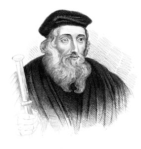 John Wycliffe, 14e-eeuwse Engelse theoloog en religieuze hervormer, ca. 1850 door Unbekannt