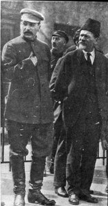 Josef Stalin en Mikhail Kalinin, Sovjetleiders, jaren 1930