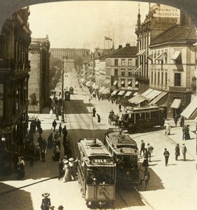Karl Johanstraat, W.N.W. naar het Koninklijk Paleis, Christiania, Noorwegen, ca. 1905 door Unbekannt