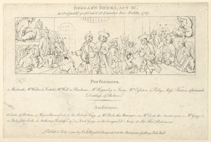 Sleutel met lijst van uitvoerders en publiek voor: The Beggars Opera, 1 juli 1790