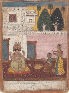 Khambavati Ragini...uit een Verspreide Ragamala Serie Krans van Muzikale Modi, 1700-1725