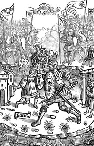 Koning Arthur vecht tegen een reus, 1514 door Unbekannt