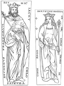 Koning Clotaire II 584-629 en Bertude 575-604, 12e eeuw 1849