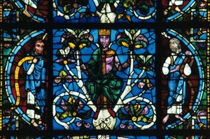 Koning David, glas-in-lood, Kathedraal van Chartres, Frankrijk, 1145-1155 door Unbekannt