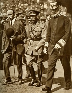 Koning George V woont een honkbalwedstrijd bij in Stamford Bridge, Londen, 1935