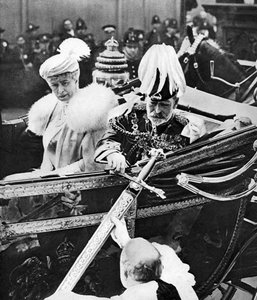Koning George V raakt het zwaard van de stad aan, bij Temple Bar, Londen, 1930s door Unbekannt