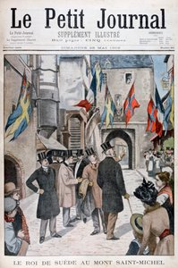 Koning Oscar II van Zweden bezoekt Mont Saint-Michel, Normandië, Frankrijk, 1902 door Unbekannt