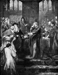 Koning Richard II doet afstand van de kroon aan zijn neef Bolingbroke door Unbekannt