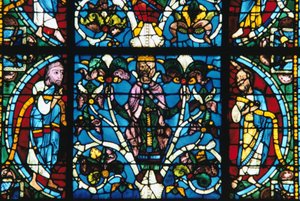 Koning Salomo, glas-in-lood, Kathedraal van Chartres, Frankrijk, 1145-1155 door Unbekannt