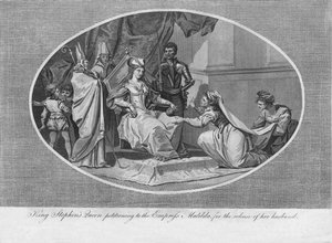 Koning Stephens koningin smeekt bij de Keizerin Matilda om de vrijlating van haar man, 1141