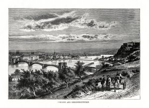 Koblenz en Festung Ehrenbreitstein, Duitsland, 1879