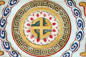 Kong Meng San Phor Kark See Klooster. Boeddhistisch symbool: swastika, 20160819, Singapore, Singapore