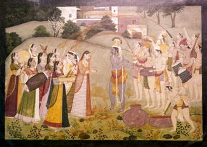 Krishna viert Lentefestival Holi, ca. 1770-1780